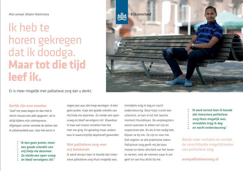 Voorbeeld van de advertorial over palliatieve zorg met foto.